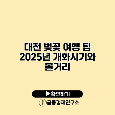 대전 벚꽃 여행 팁 2025년 개화시기와 볼거리