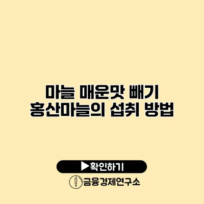 마늘 매운맛 빼기 홍산마늘의 섭취 방법