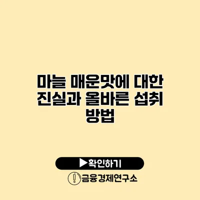 마늘 매운맛에 대한 진실과 올바른 섭취 방법