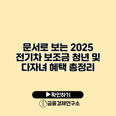 문서로 보는 2025 전기차 보조금 청년 및 다자녀 혜택 총정리