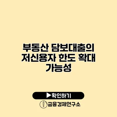 부동산 담보대출의 저신용자 한도 확대 가능성