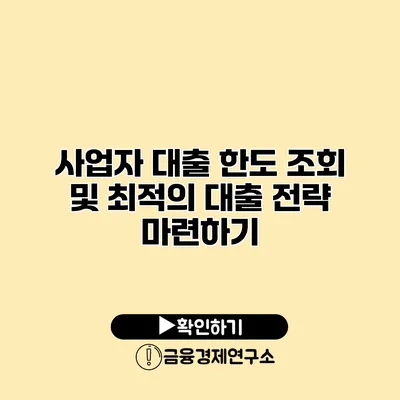 사업자 대출 한도 조회 및 최적의 대출 전략 마련하기