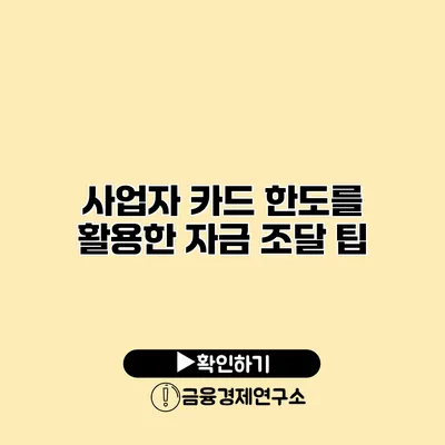 사업자 카드 한도를 활용한 자금 조달 팁