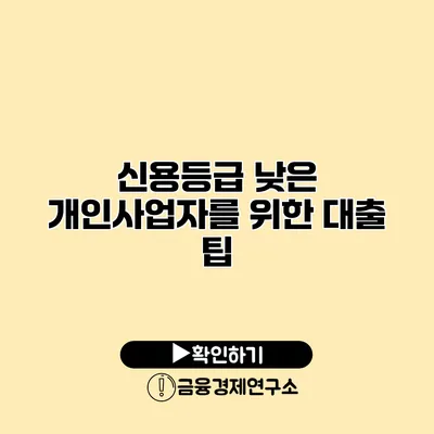 신용등급 낮은 개인사업자를 위한 대출 팁