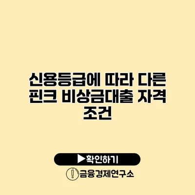 신용등급에 따라 다른 핀크 비상금대출 자격 조건