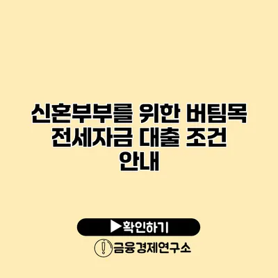 신혼부부를 위한 버팀목 전세자금 대출 조건 안내