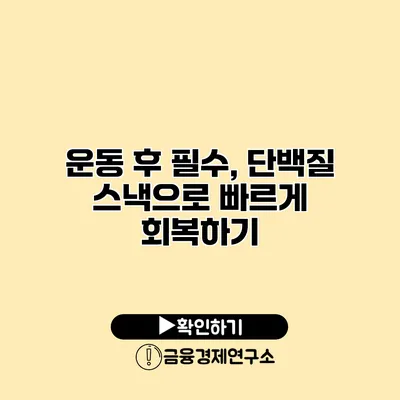 운동 후 필수, 단백질 스낵으로 빠르게 회복하기