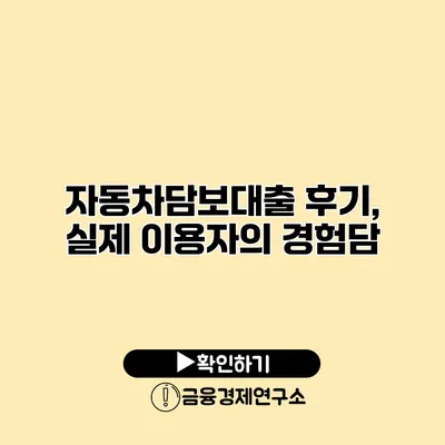 자동차담보대출 후기, 실제 이용자의 경험담