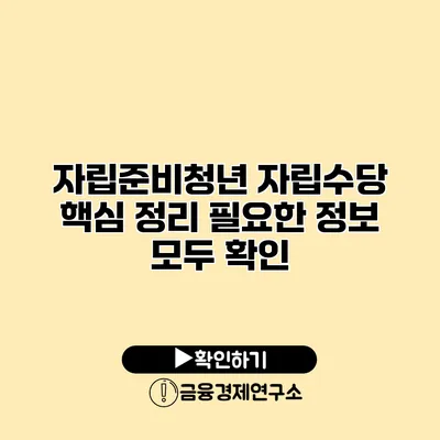 자립준비청년 자립수당 핵심 정리 필요한 정보 모두 확인