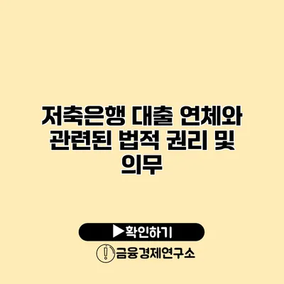 저축은행 대출 연체와 관련된 법적 권리 및 의무