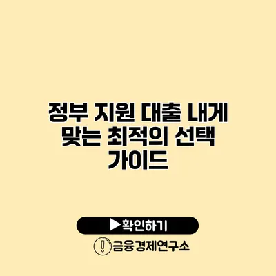 정부 지원 대출 내게 맞는 최적의 선택 가이드