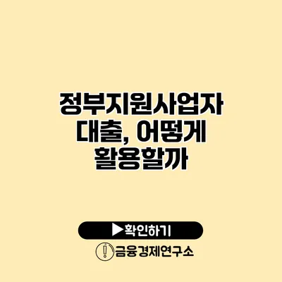 정부지원사업자 대출, 어떻게 활용할까?