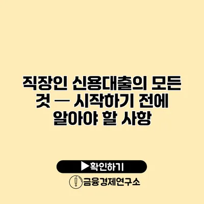 직장인 신용대출의 모든 것 ─ 시작하기 전에 알아야 할 사항