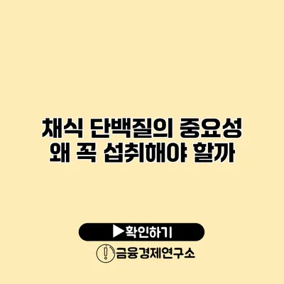 채식 단백질의 중요성 왜 꼭 섭취해야 할까?