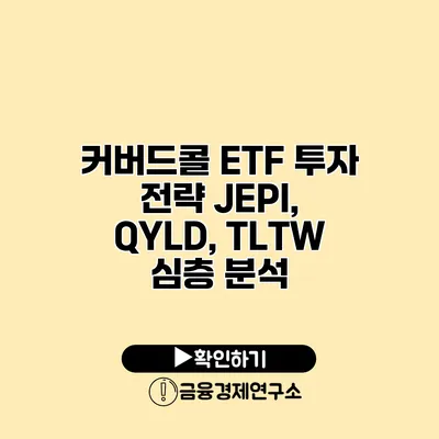 커버드콜 ETF 투자 전략 JEPI, QYLD, TLTW 심층 분석