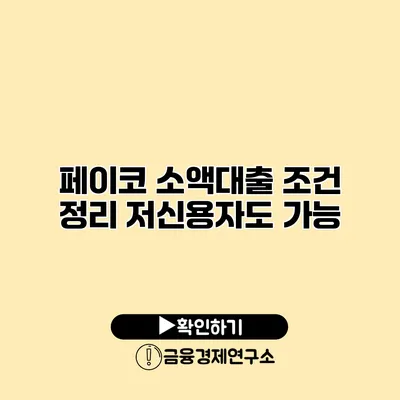 페이코 소액대출 조건 정리 저신용자도 가능