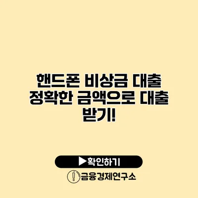 핸드폰 비상금 대출 정확한 금액으로 대출 받기!