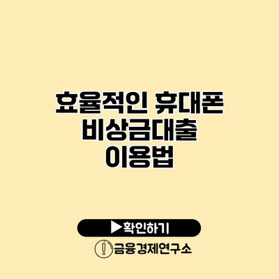 효율적인 휴대폰 비상금대출 이용법