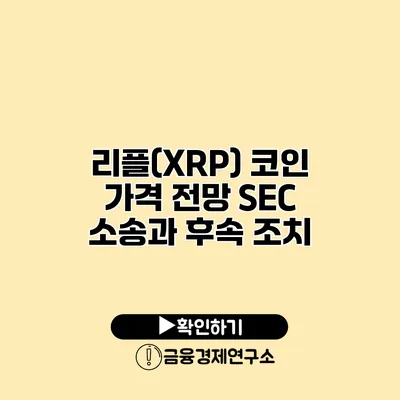 리플(XRP) 코인 가격 전망 SEC 소송과 후속 조치