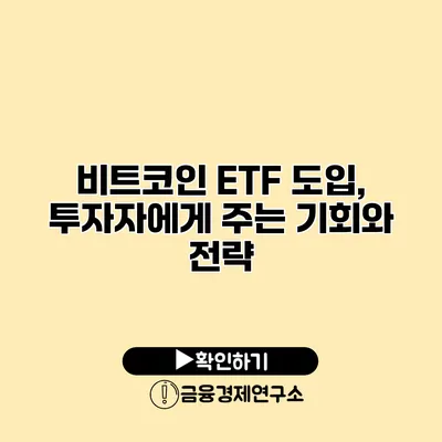 비트코인 ETF 도입, 투자자에게 주는 기회와 전략