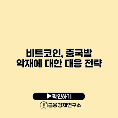 비트코인, 중국발 악재에 대한 대응 전략
