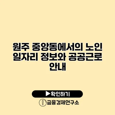 원주 중앙동에서의 노인 일자리 정보와 공공근로 안내
