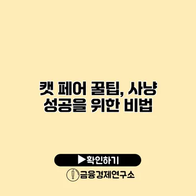 캣 페어 꿀팁, 사냥 성공을 위한 비법